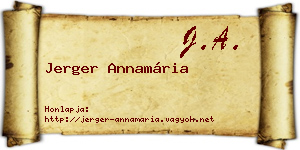 Jerger Annamária névjegykártya